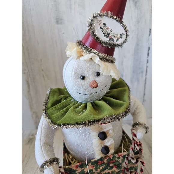Bethany Lowe Snowman Jack in the box RARE vintage candy cane jester Xmas vintage